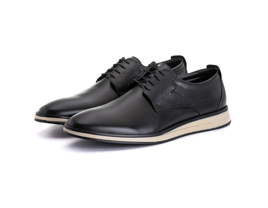 Sapato Masculino Derby Sport em Couro Bovino Preto