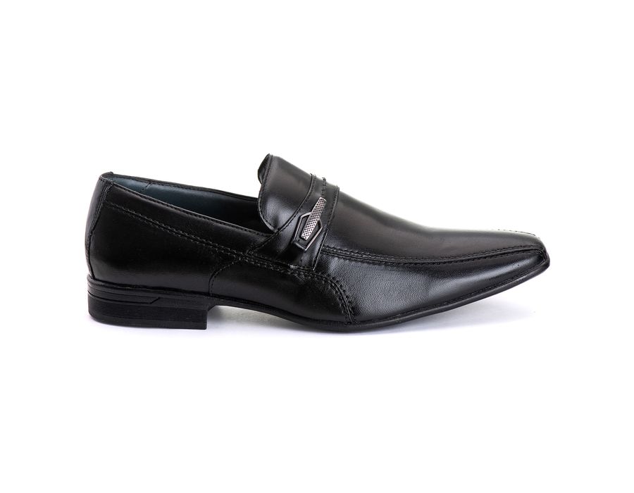 Sapato Social Masculino com Fivela em Couro de Carneiro Preto 