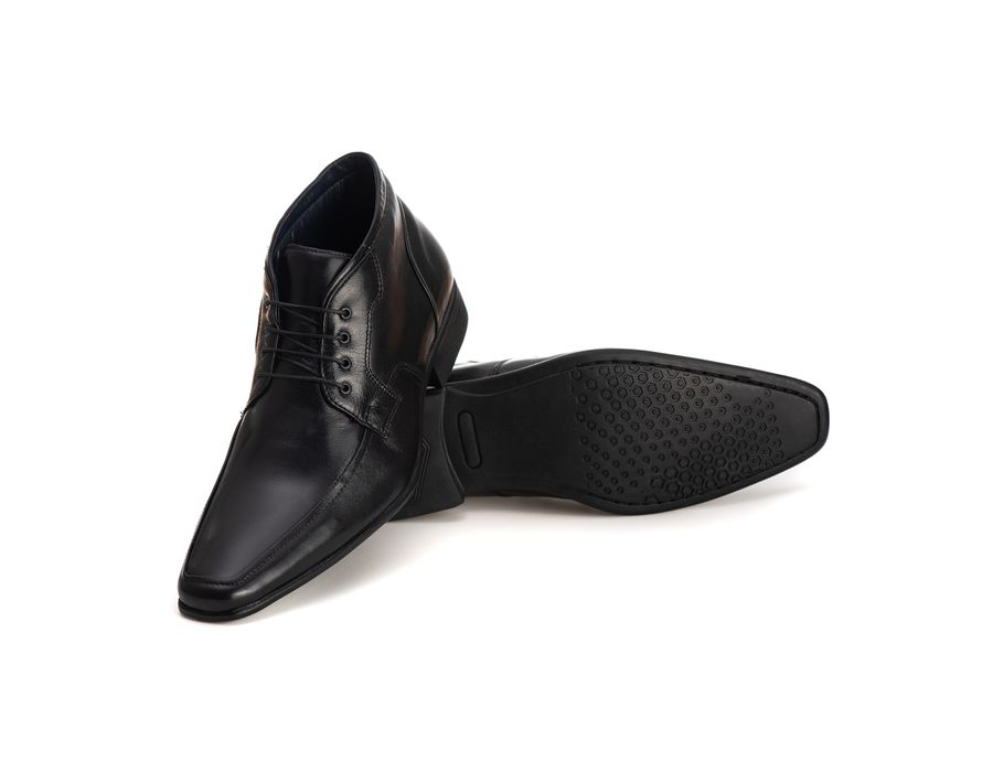 Bota Social Masculina Gênova em Couro de Carneiro Preto