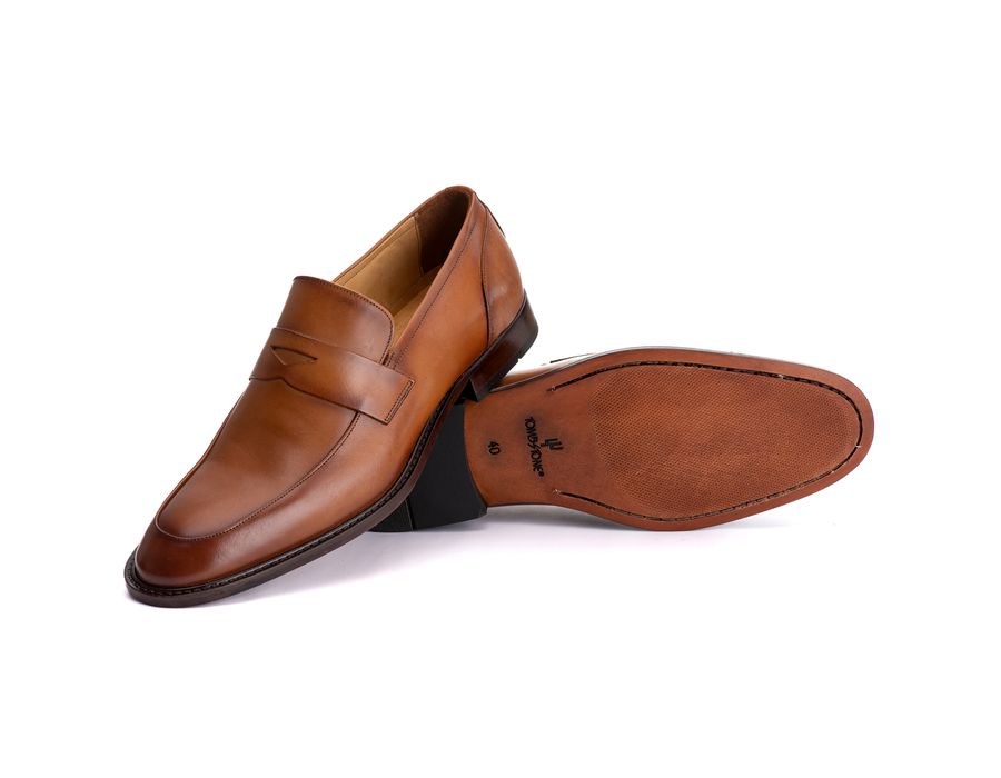 Sapato Social Masculino Loafer Mônaco em Couro Naturaly Whisky