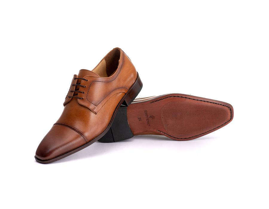 Sapato Social Derby Masculino Mônaco em Couro Naturaly Whisky