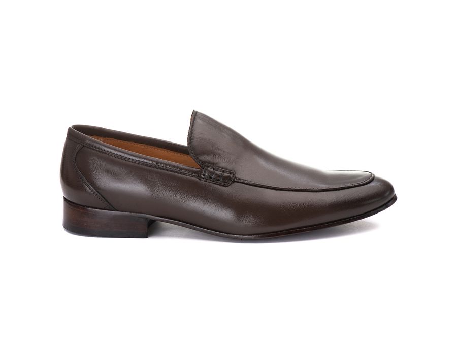 Mocassim Masculino Italiano Zara em Couro de Carneiro Café