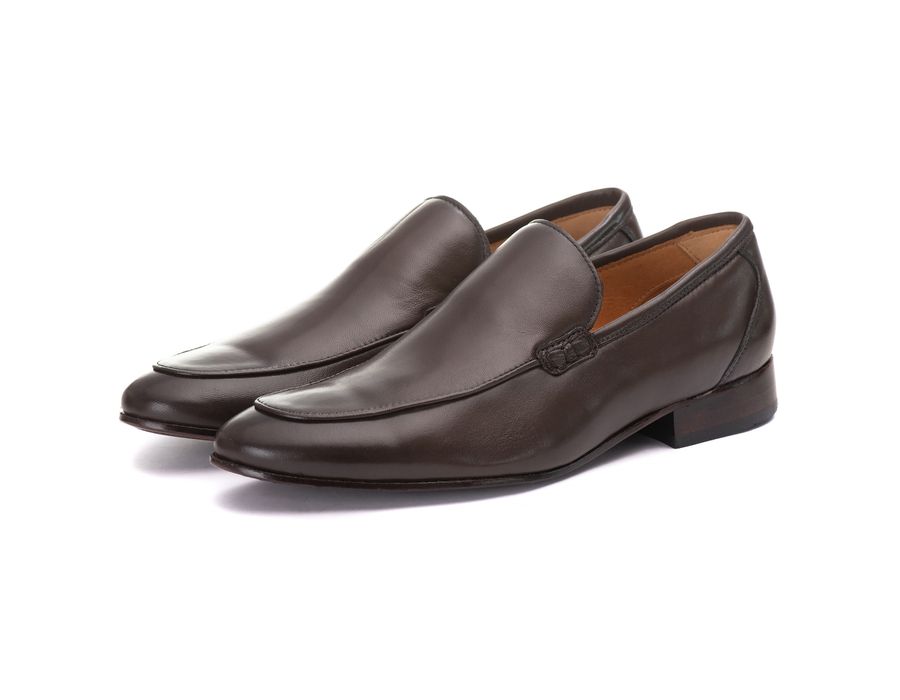 Mocassim Masculino Italiano Zara em Couro de Carneiro Café