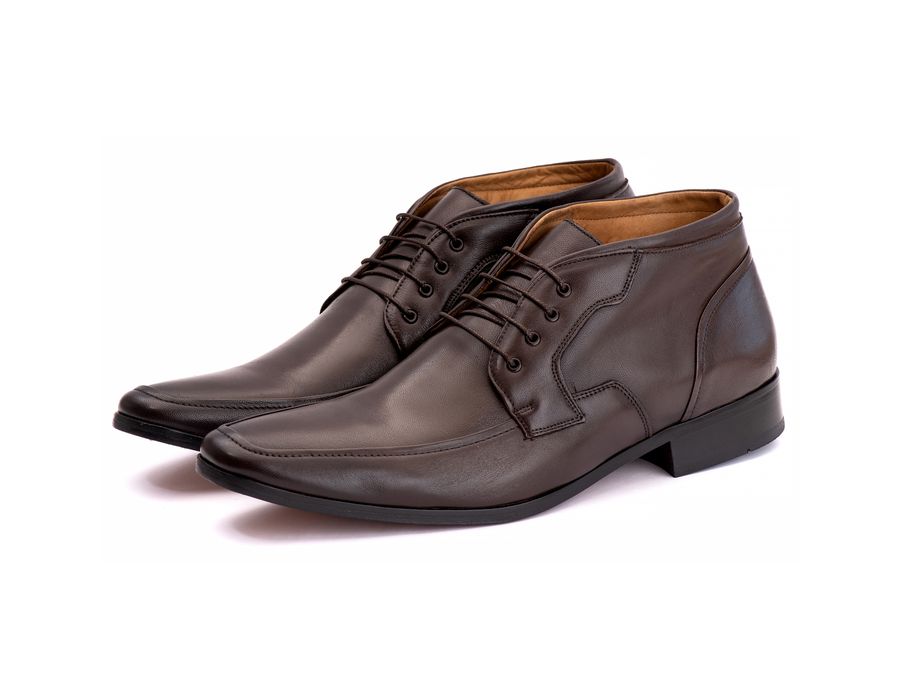 Bota Social Masculina Verona em Couro de Carneiro Café