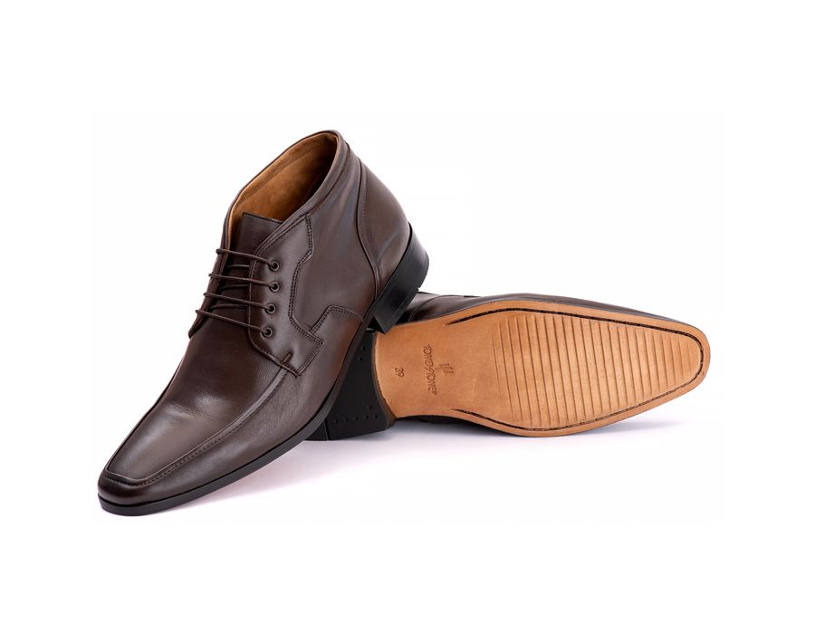 Bota Social Masculina Verona em Couro de Carneiro Café