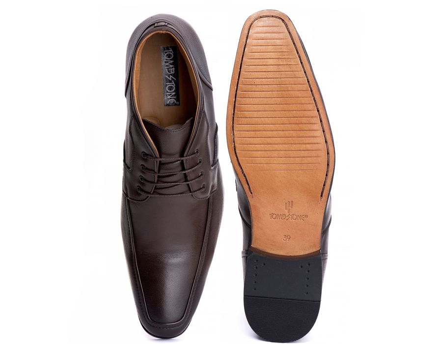 Bota Social Masculina Verona em Couro de Carneiro Café
