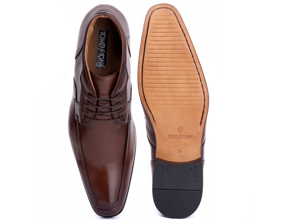 Bota Social Masculina Verona em Couro de Carneiro Mouro