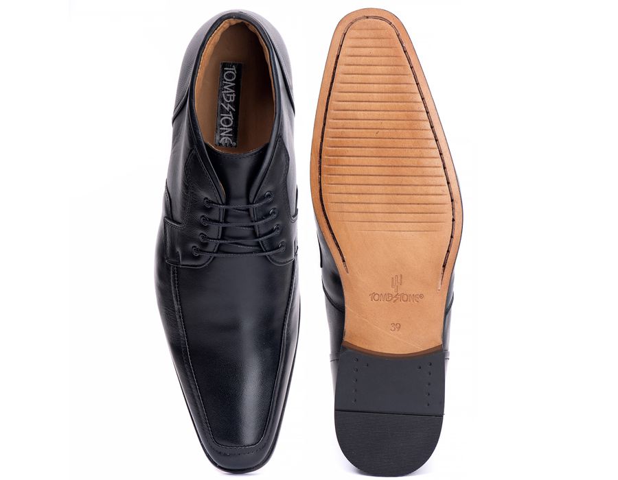 Bota Social Masculina Verona em Couro de Carneiro Preto