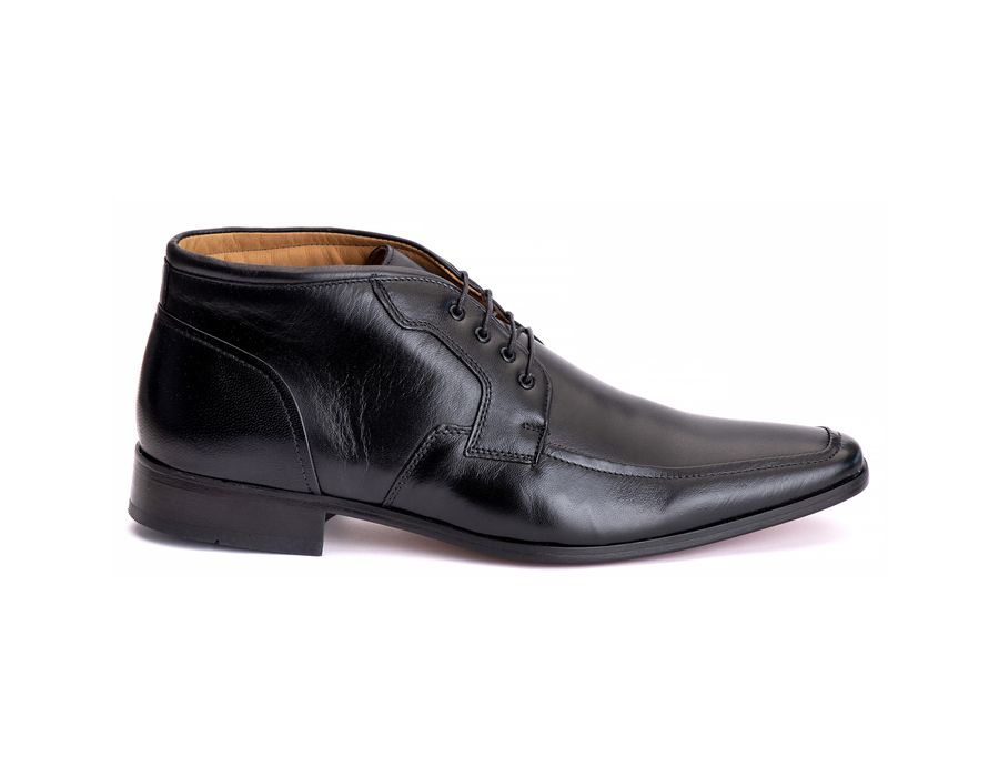 Bota Social Masculina Verona em Couro de Carneiro Preto