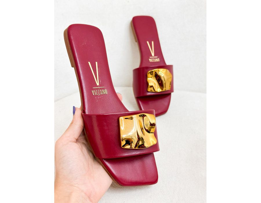 Rasteirinha Milene BORDO - 0008140101 - Morena Brasil Shoes