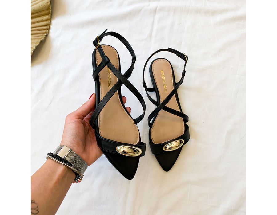 Rasteirinha Olivia PRETO - 0004540001 - Morena Brasil Shoes