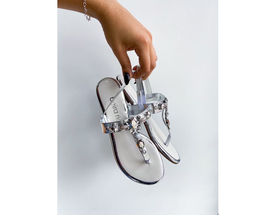 Rasteirinha Milena PRATA - 0004970013 - Morena Brasil Shoes