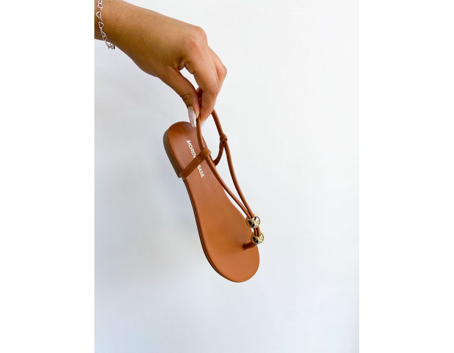 Rasteirinha Celine CARAMELO - 0005340011 - Morena Brasil Shoes