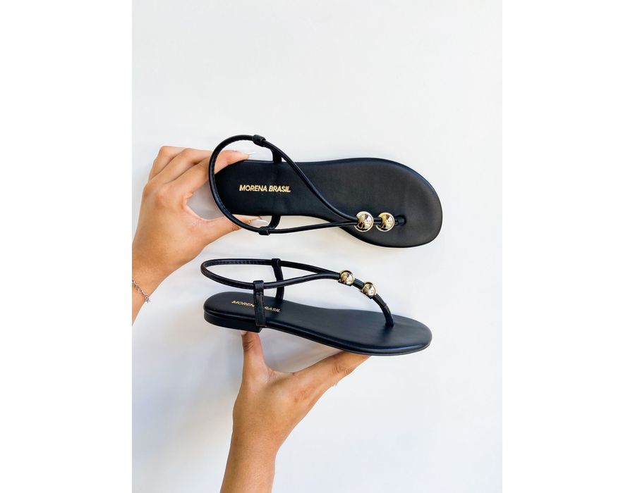 Rasteirinha Celine PRETO - 0005340001 - Morena Brasil Shoes