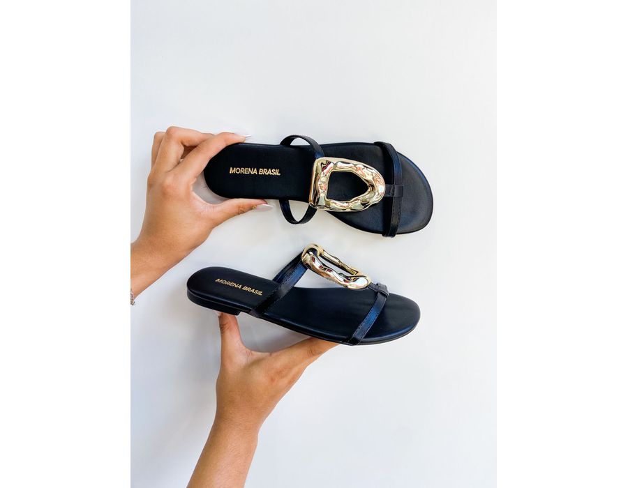 Rasteirinha Raquel PRETO - 0005320001 - Morena Brasil Shoes