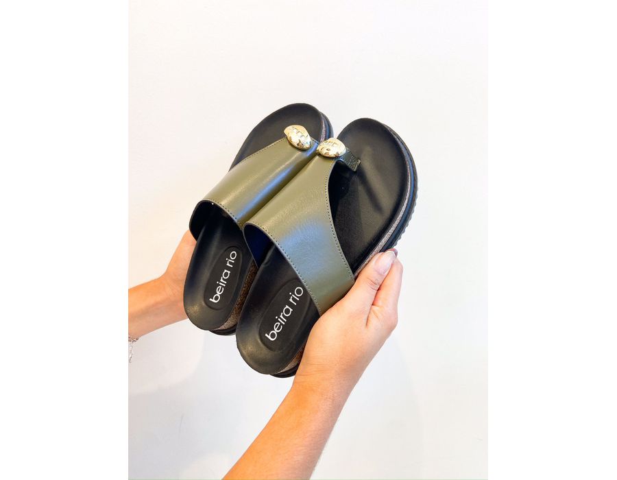 Flat Tainá VERDE MILITAR - 0006950072 - Morena Brasil Shoes