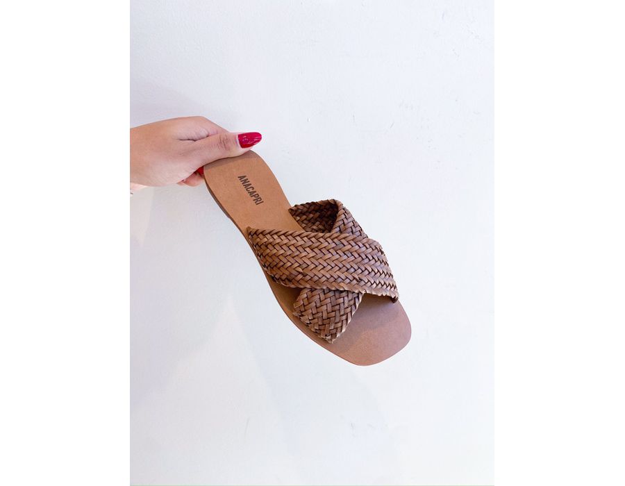 Rasteirinha Louise MARROM - 0007260010 - Morena Brasil Shoes