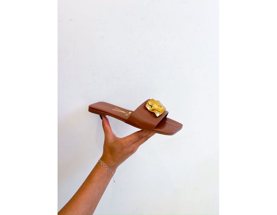 Rasteirinha Milene CARAMELO - 0008140011 - Morena Brasil Shoes