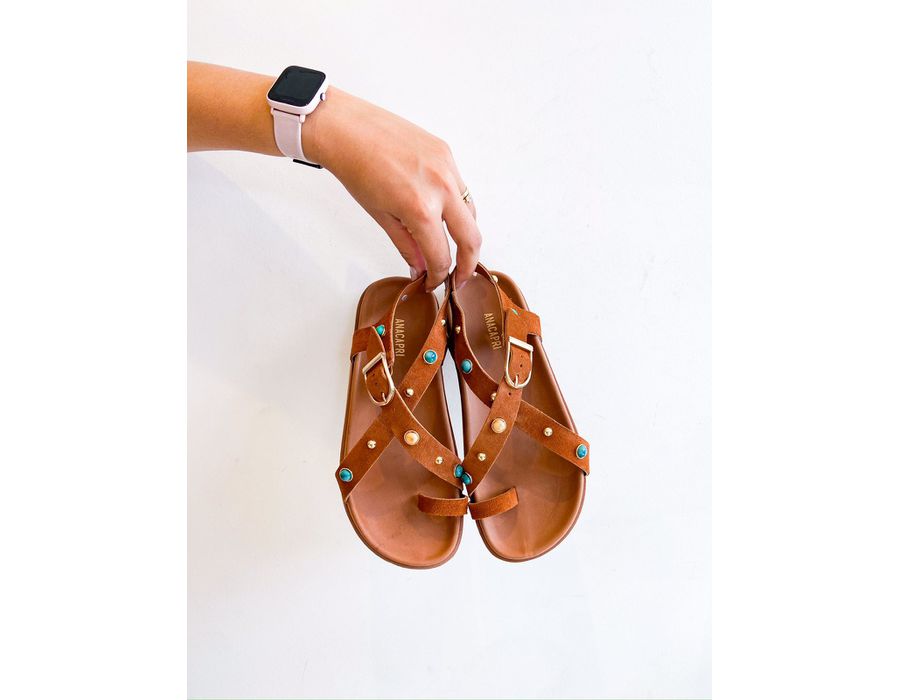 Papete Aurora CARAMELO CAMURÇA - 0008180068 - Morena Brasil Shoes