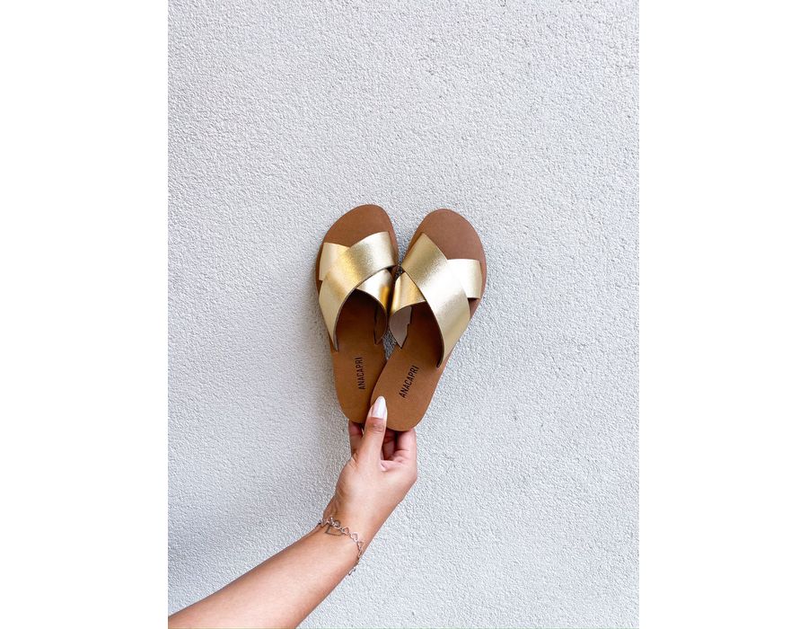 Rasteirinha Vivian DOURADO - 0008150012 - Morena Brasil Shoes