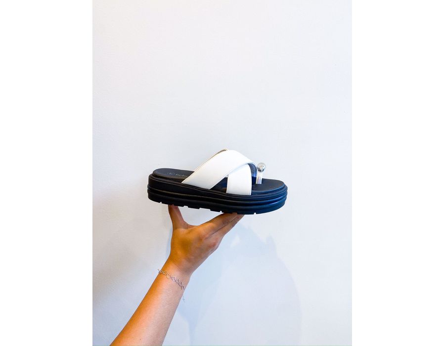 Flat Briana PRETO/BRANCO - 0008200039 - Morena Brasil Shoes