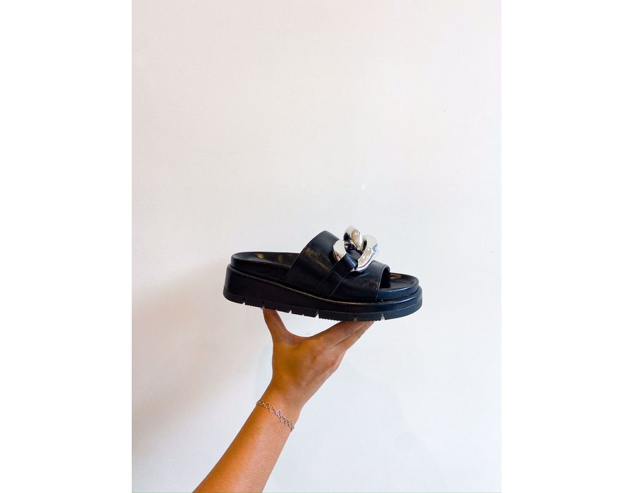 Flat Ivy PRETO/PRATA - 0008300093 - Morena Brasil Shoes