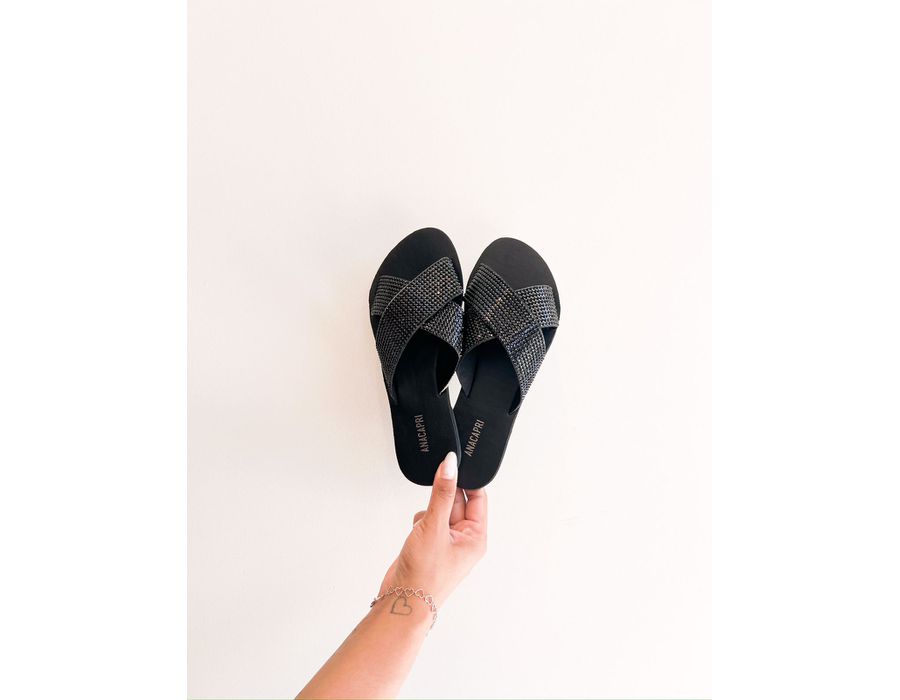 Rasteirinha Bia PRETO - 0008390001 - Morena Brasil Shoes