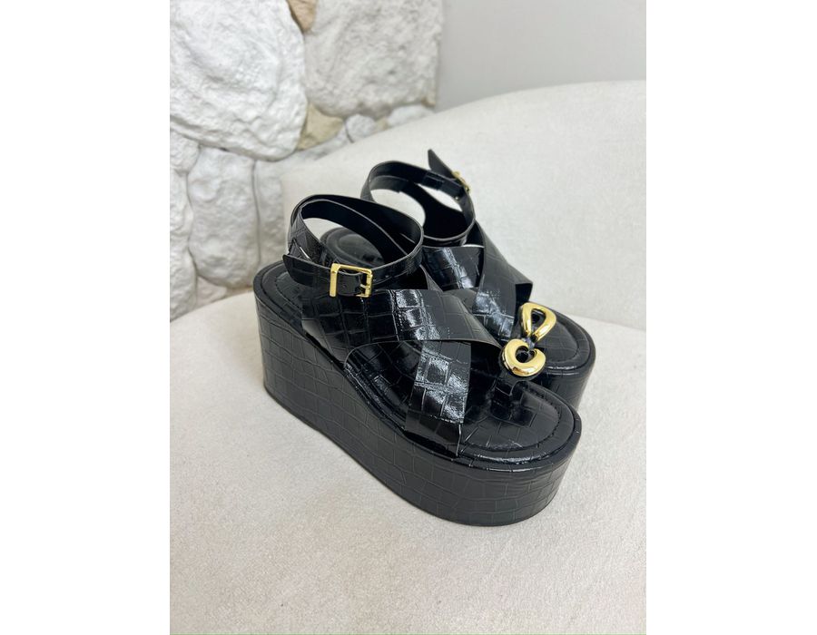 Sandalia Nicole PRETO VERNIZ - 0007890046 - Morena Brasil Shoes