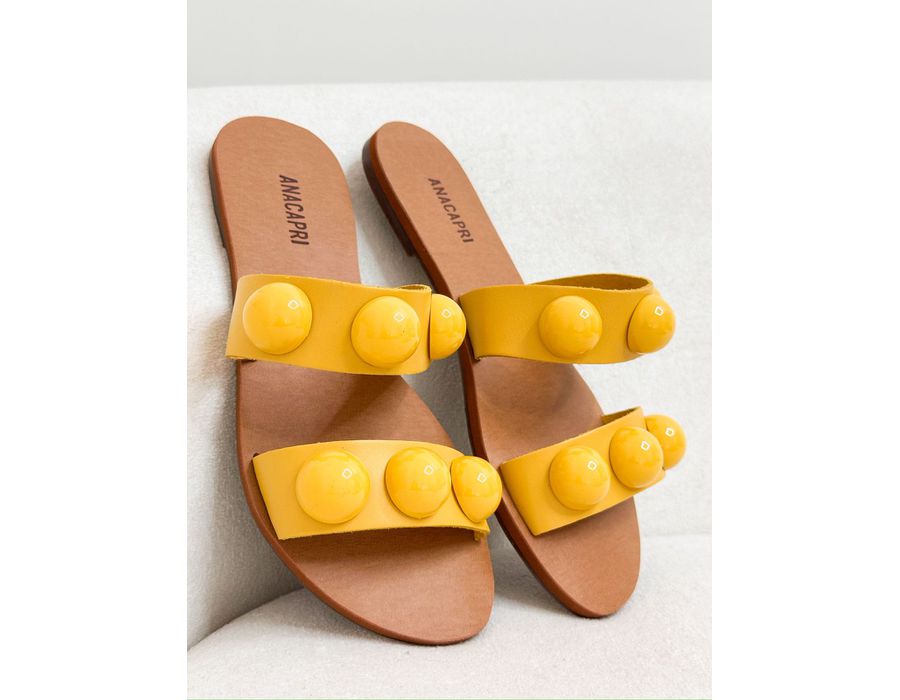 Rasteirinha Lana AMARELO MANTEIGA - 0007240092 - Morena Brasil Shoes