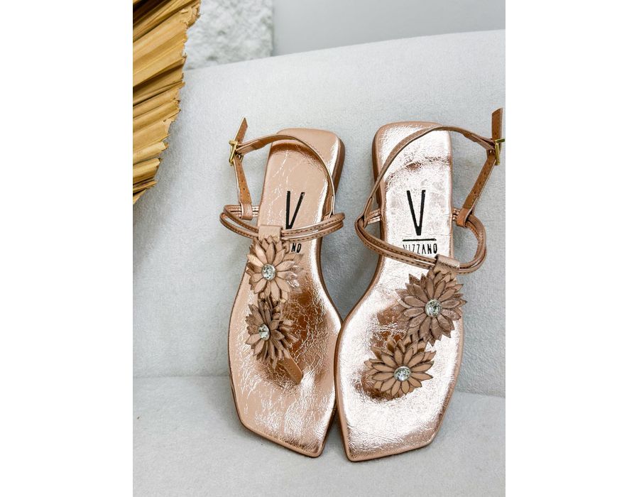 Rasteirinha Milla OURO ROSÊ - 0009280016 - Morena Brasil Shoes