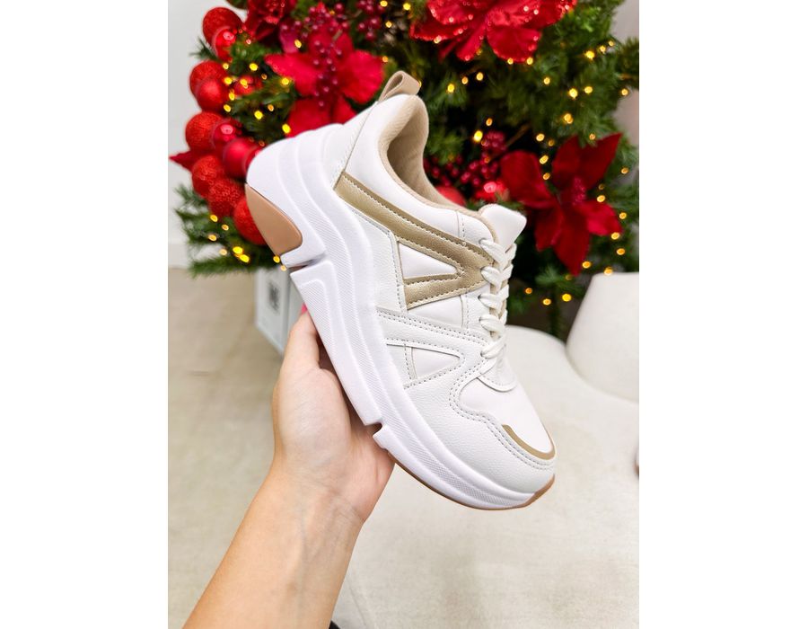 Tenis Lola BRANCO,DOURADO - 0007510078 - Morena Brasil Shoes