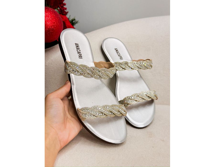 Rasteirinha Mya PRATA - 0009770013 - Morena Brasil Shoes