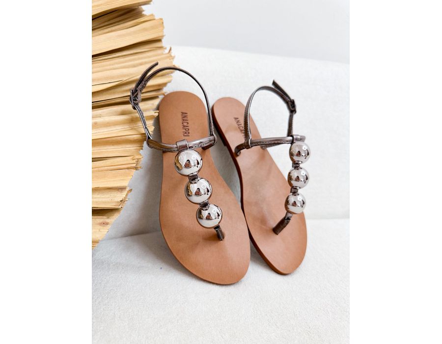 Rasteirinha Iris CHUMBO METALIZADO - 0009820034 - Morena Brasil Shoes