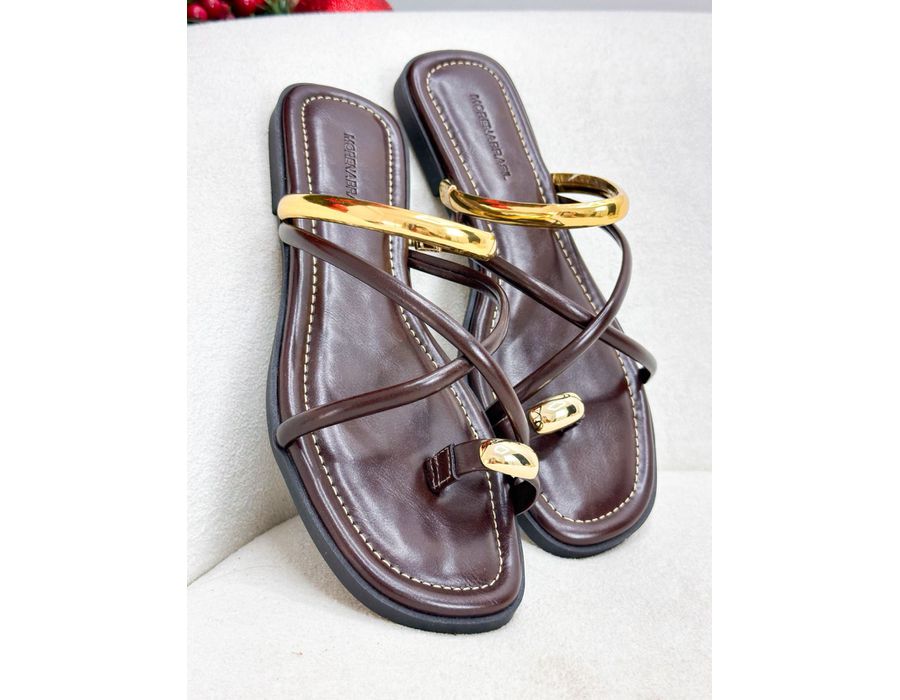 Rasteirinha Laiane MARROM - 0009520010 - Morena Brasil Shoes