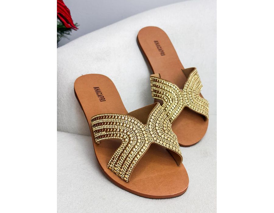 Rasteirinha Tiffany DOURADO - 0009910012 - Morena Brasil Shoes