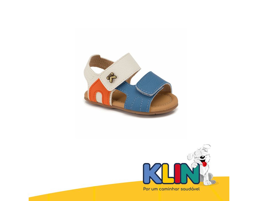 SANDALIA KLIN 515253 OFF WHITE/AZUL/LARANJA