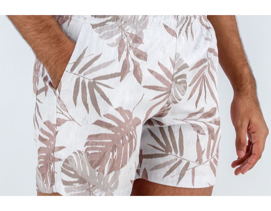 BERMUDA OGOCHI 4490003 BRANCO/MARROM CLARO