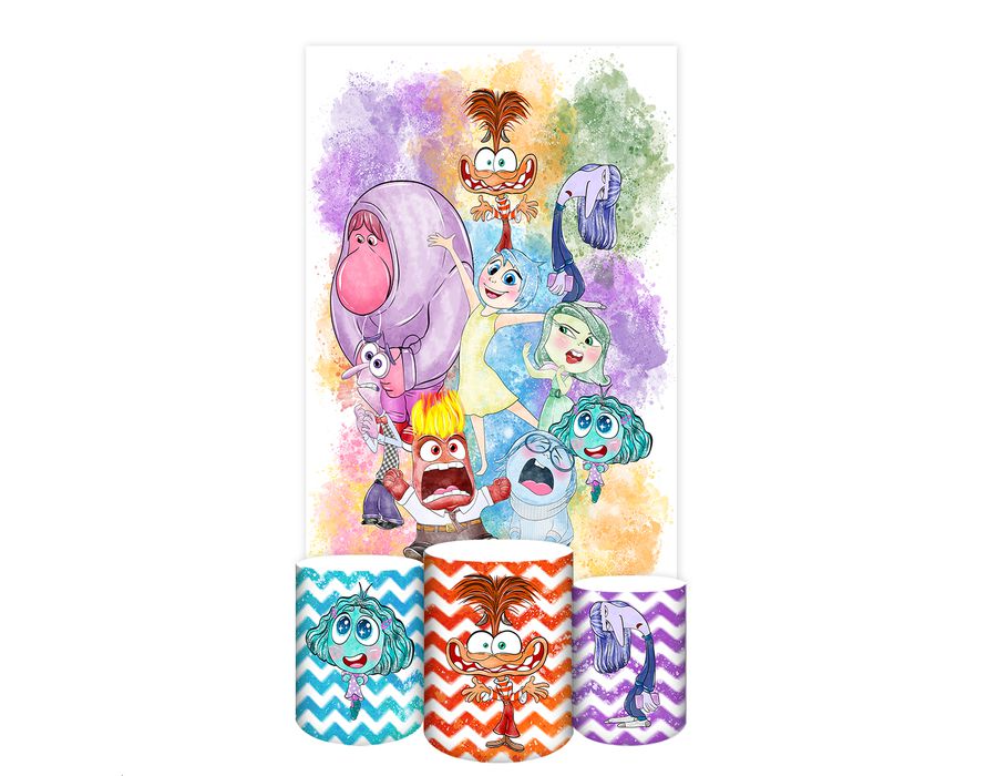 Capa Painel Retangular + cilindros Sublimados Tema Divertidamente 2042 ...