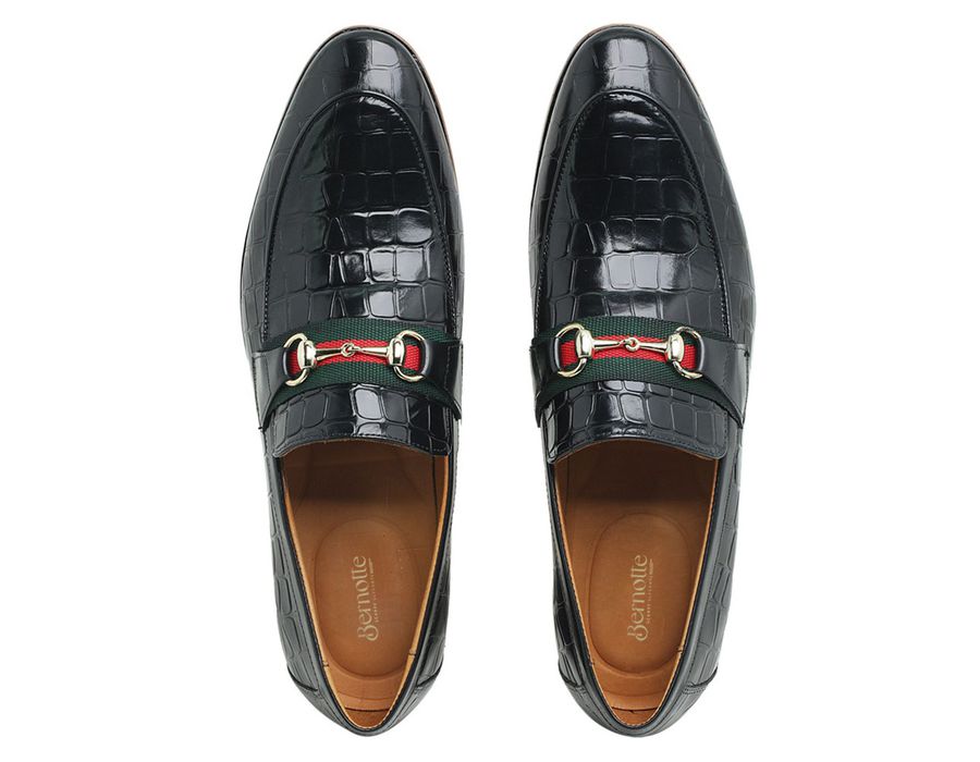 Sapato Social Masculino Couro Preto Croco Gucci Riccally | Bernotte