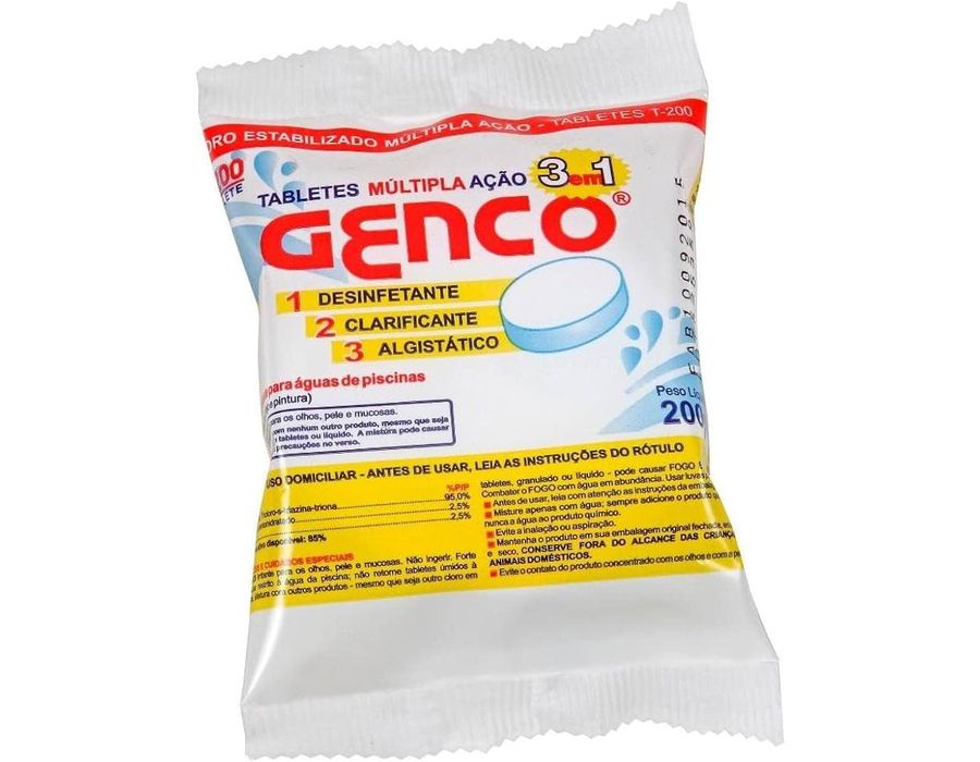 Tablete Pastilha Cloro Multipla Ação 3x1 T200 200g Genco Sartori Web
