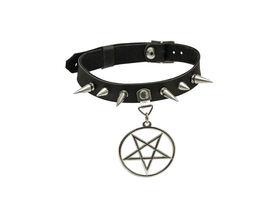 Choker Gargantilha com Pingente de Pentagrama e Spike 