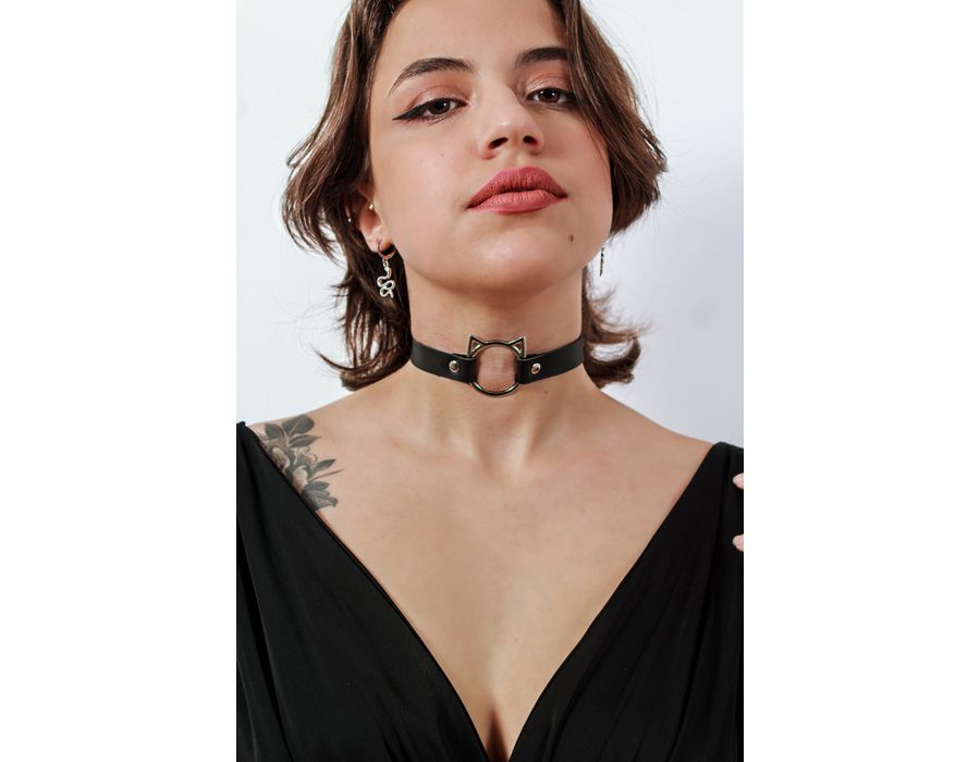 Choker Gargantilha com Pingente de Gatinho
