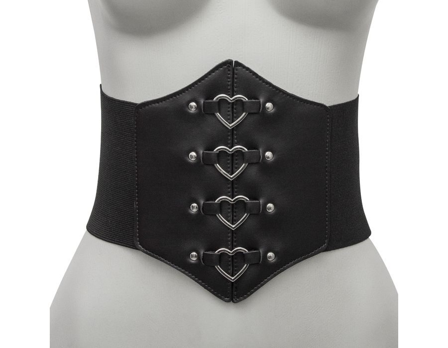 Corset Espartilho Preto com Contornos de Coração