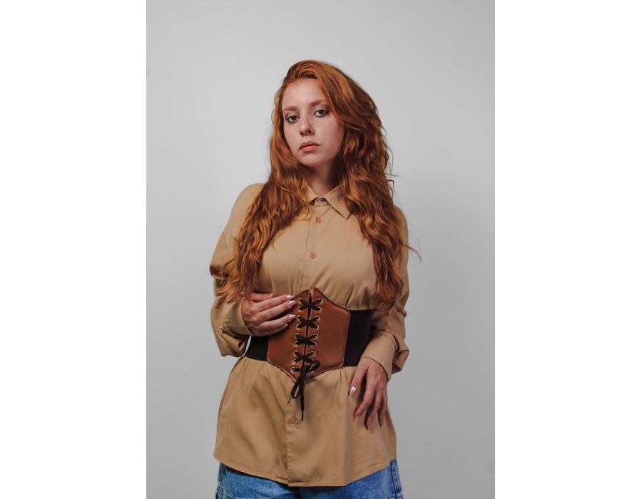 Corset Espartilho Marrom com Cadarço