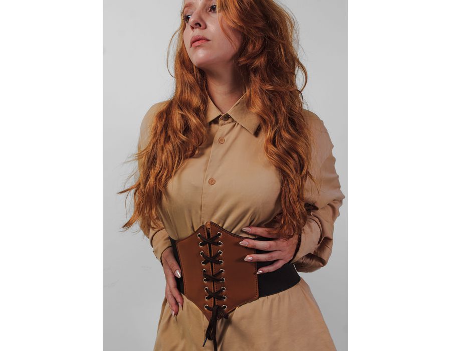 Corset Espartilho Marrom com Cadarço