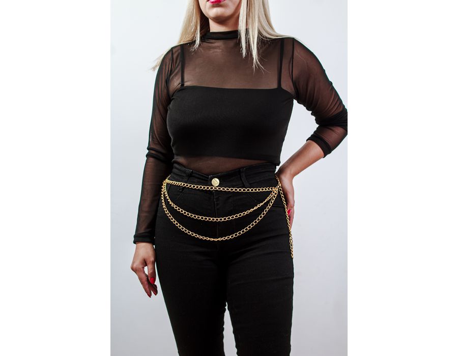 Acessório Cinto Body Chain com Três Correntes Dourado