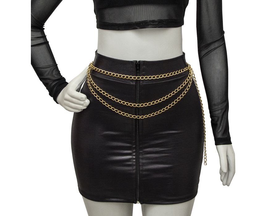 Acessório Cinto Body Chain com Três Correntes Dourado