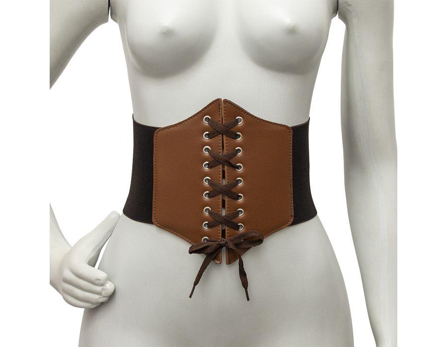 Corset Espartilho Marrom com Cadarço