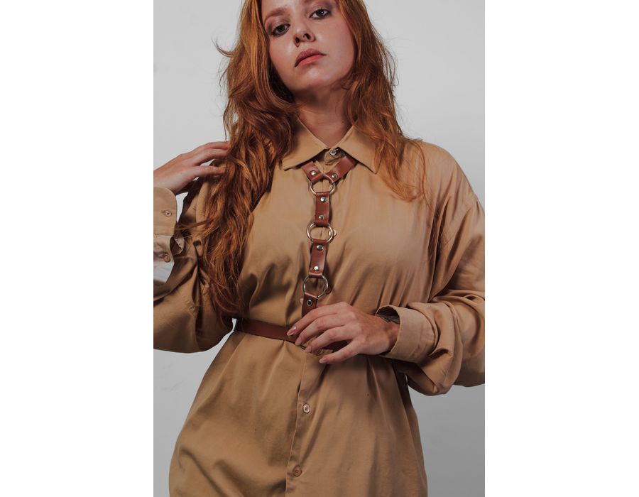 Harness Marrom de Corpo com Três Argolas