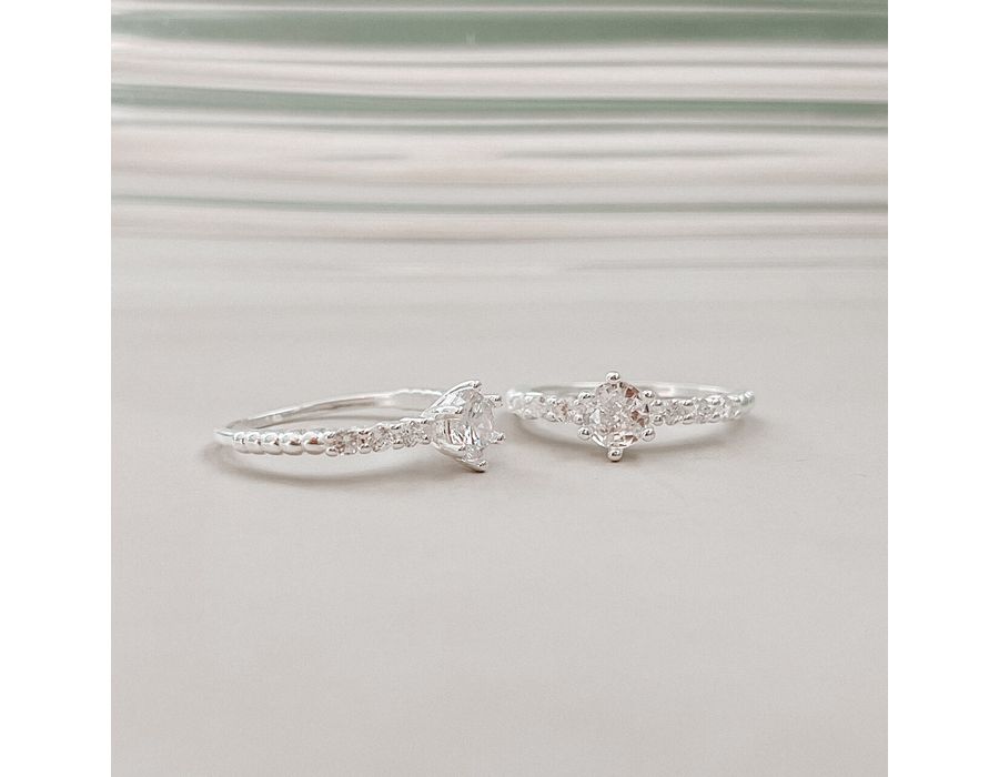 Anel Solitário Cravejado Agatha Prata 925 - 8208A - MEDALS